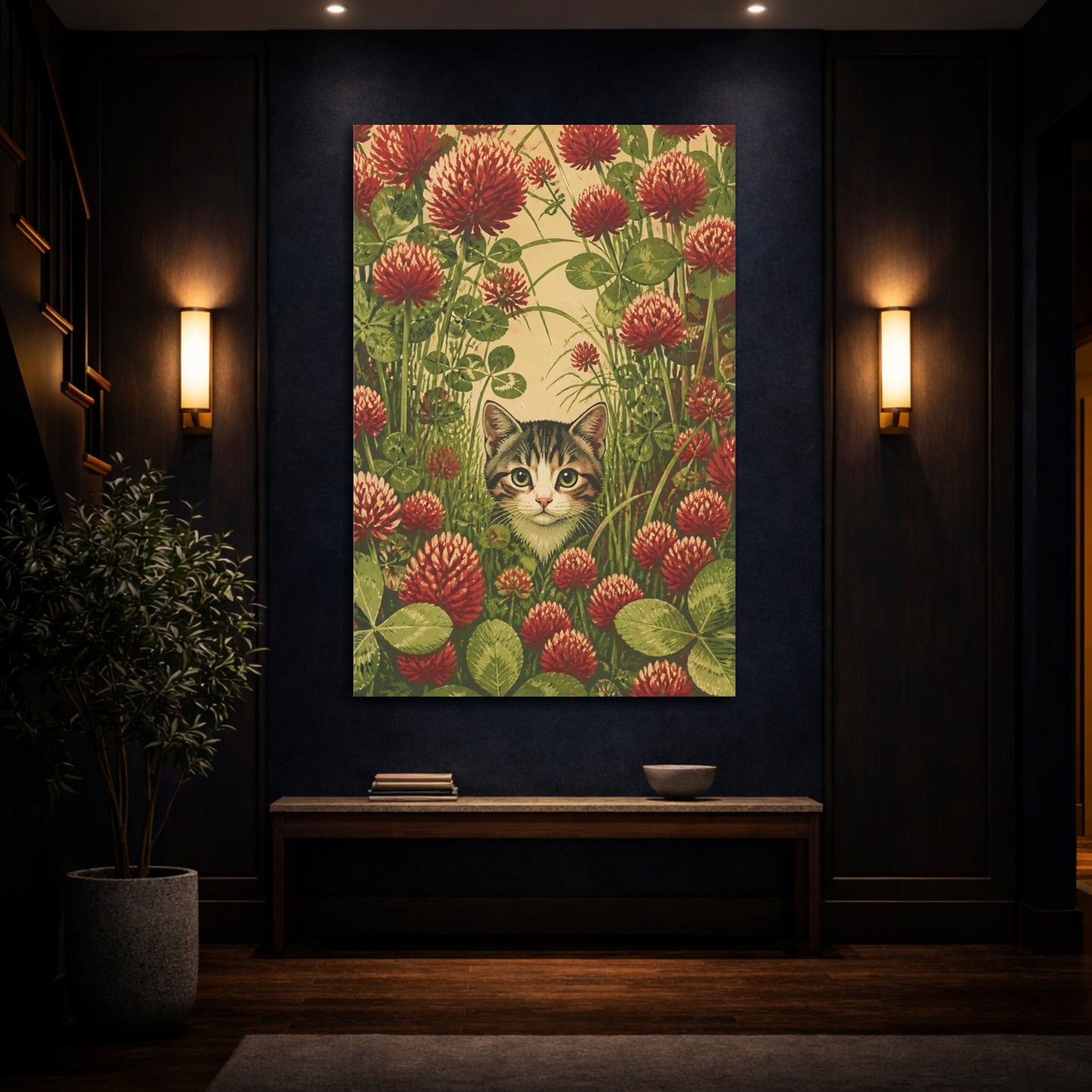 Mockup 4. Pet Kitten In Clover shown as canvas print