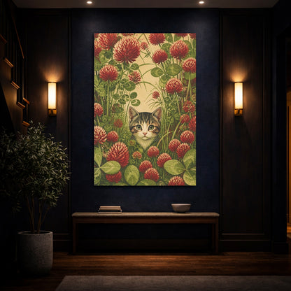 Mockup 4. Pet Kitten In Clover shown as canvas print