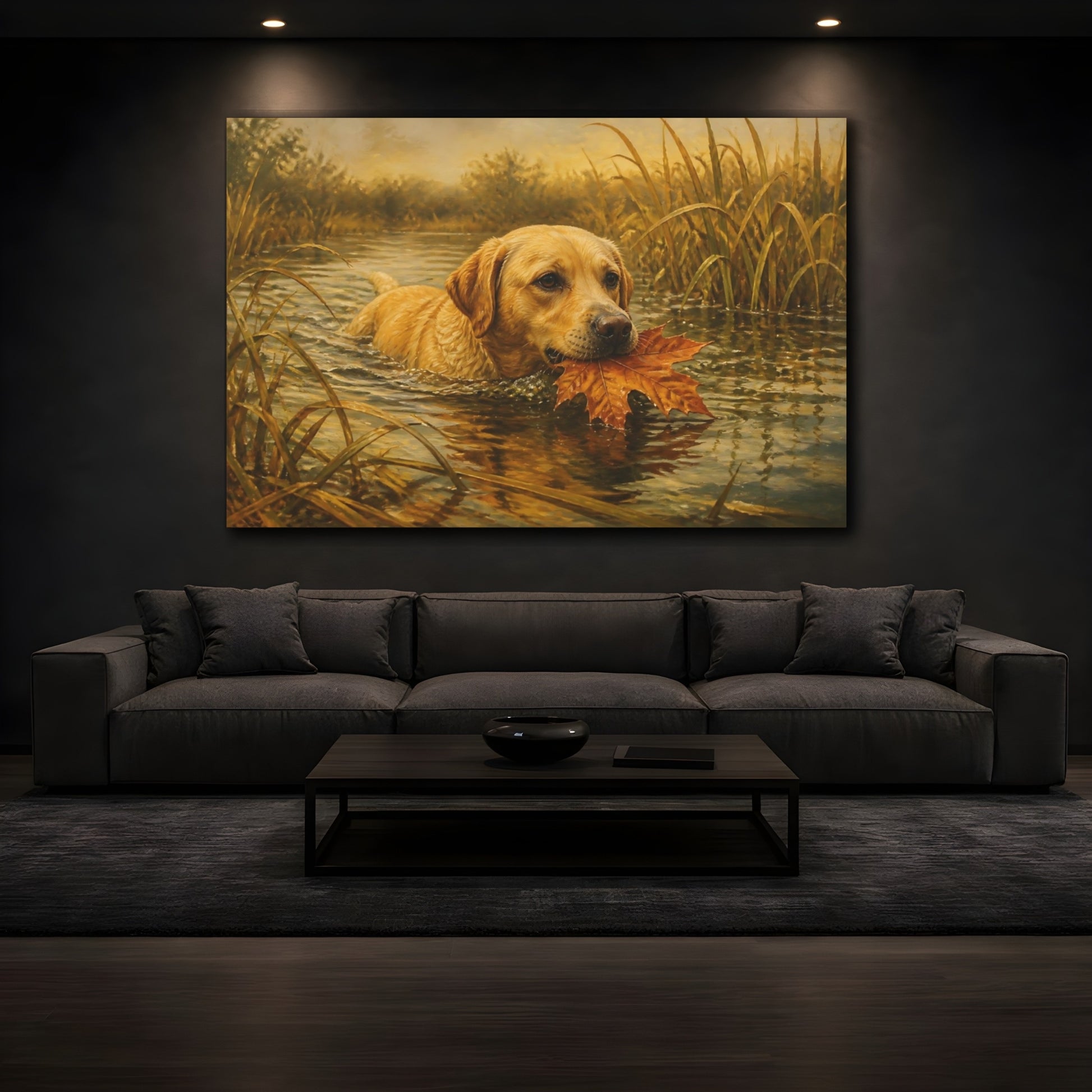 Mockup 3. Pet Labrador With Leaf shown as canvas print