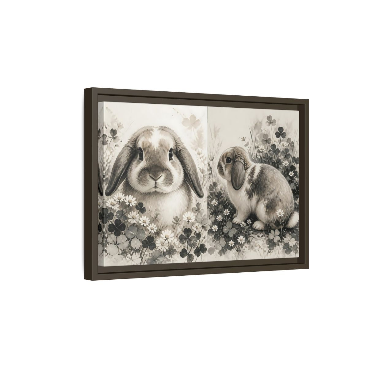 Side Mockup 5. Pet Rabbit Portrait shown as framed canvas print