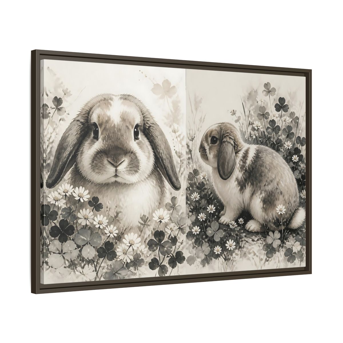 Main Mockup. Pet Rabbit Portrait shown as framed canvas print