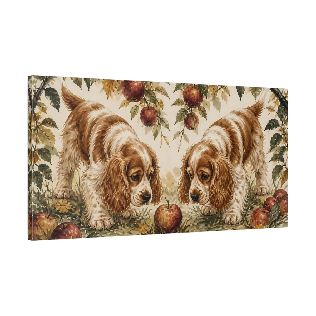 Main Mockup. Pet Spaniel With Apple shown as canvas print
