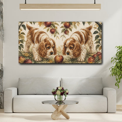 Mockup 2. Pet Spaniel With Apple shown as canvas print