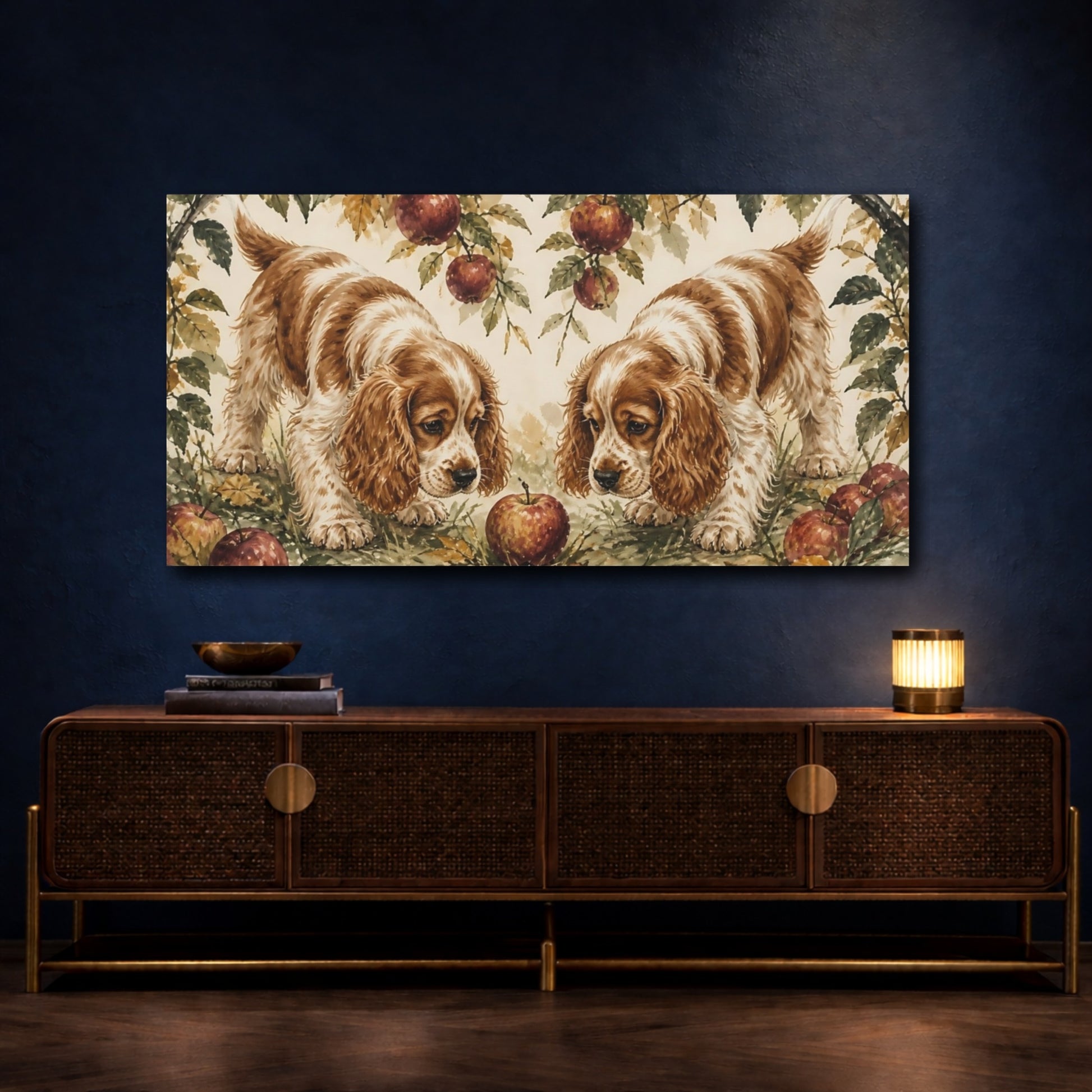 Mockup 4. Pet Spaniel With Apple shown as canvas print