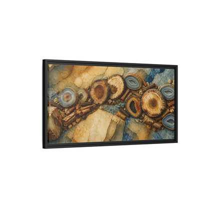 Side Mockup 2. Petrified Wood Nature Study shown as framed canvas print