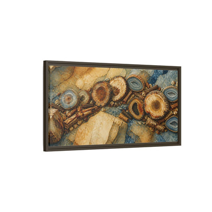 Main Mockup. Petrified Wood Nature Study shown as framed canvas print