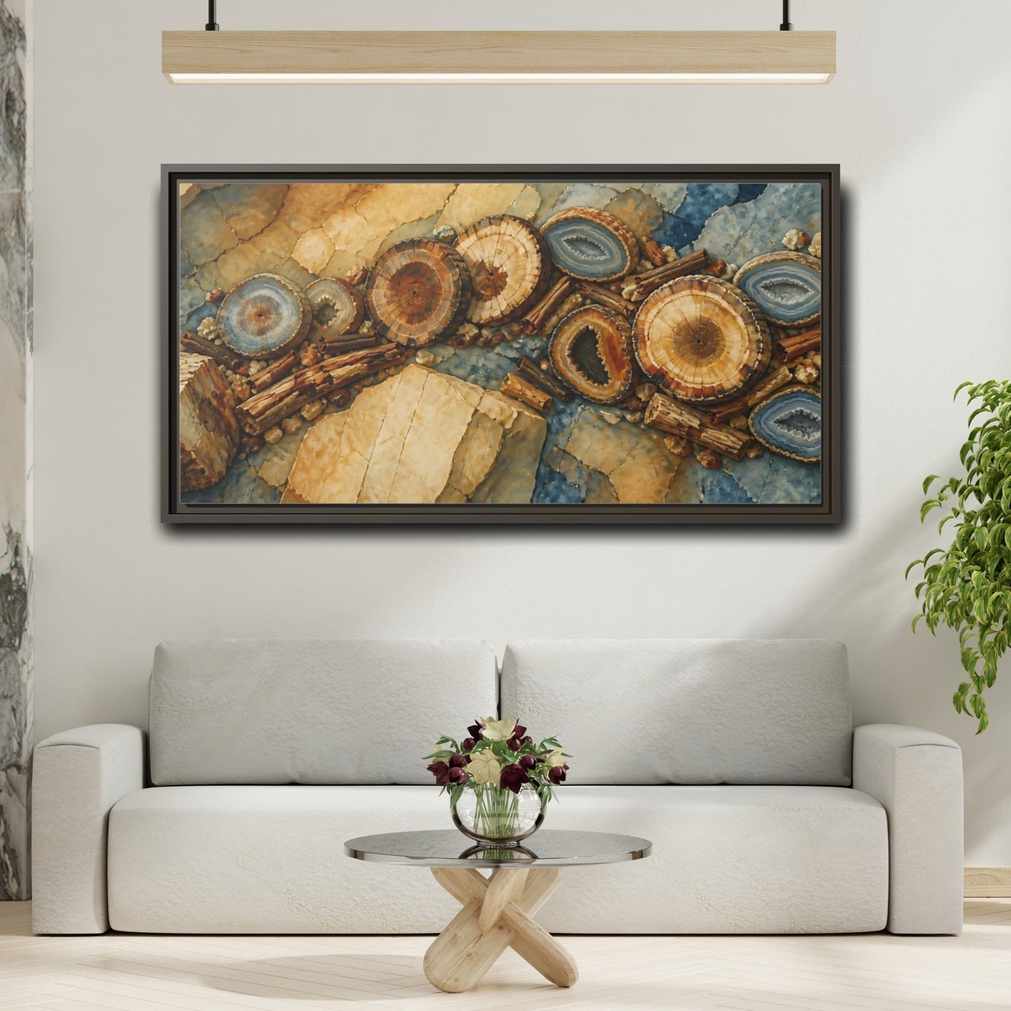Mockup 2. Petrified Wood Nature Study shown as framed canvas print