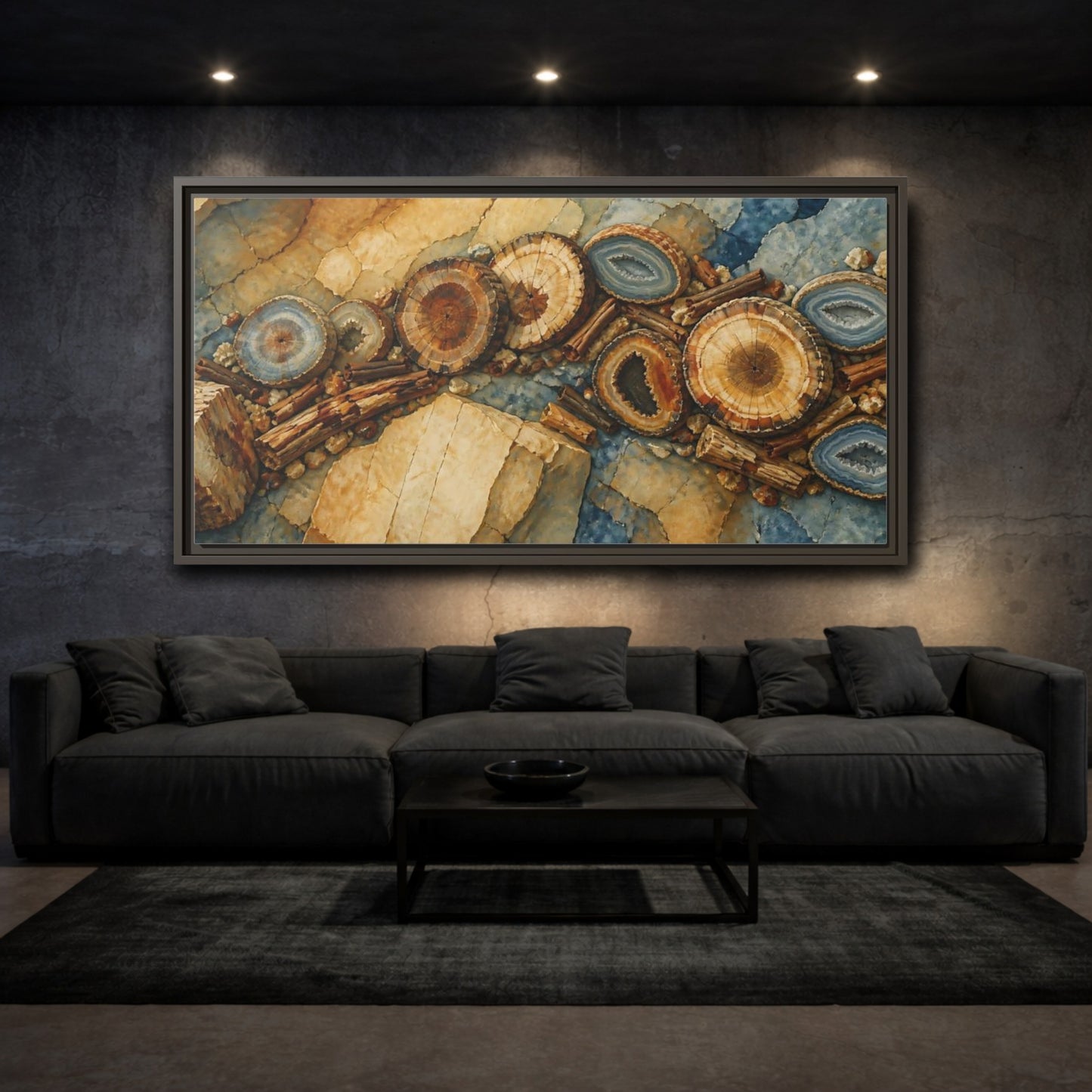 Mockup 3. Petrified Wood Nature Study shown as framed canvas print