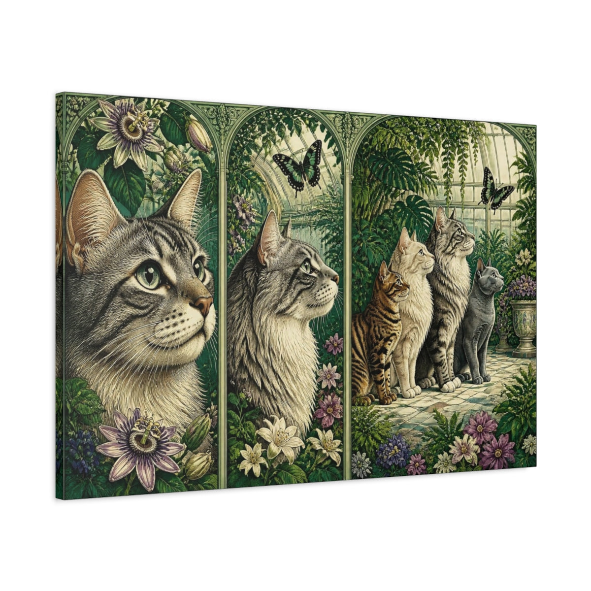 Main Mockup. Pets Cat Quartet shown as canvas print