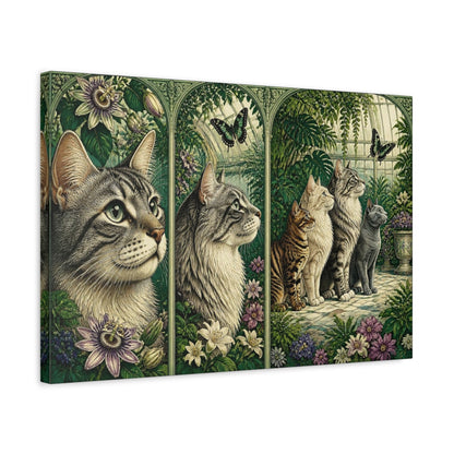 Side Mockup 3. Pets Cat Quartet shown as canvas print