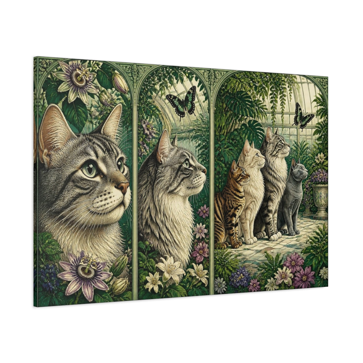 Side Mockup 1. Pets Cat Quartet shown as canvas print