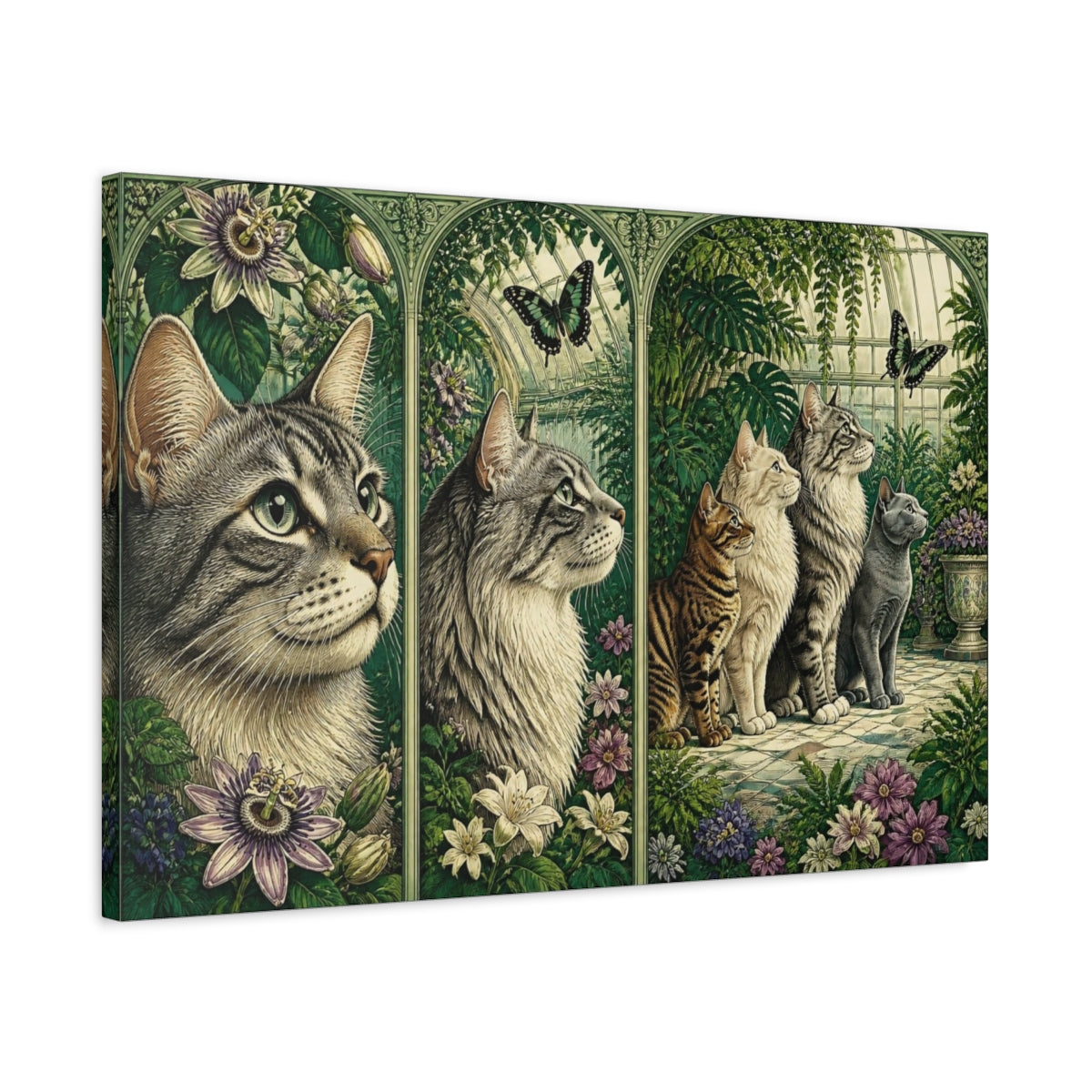 Side Mockup 2. Pets Cat Quartet shown as canvas print