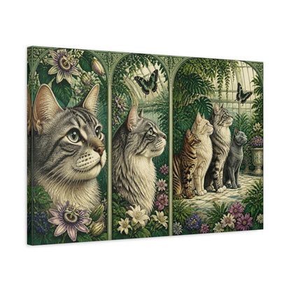 Side Mockup 2. Pets Cat Quartet shown as canvas print