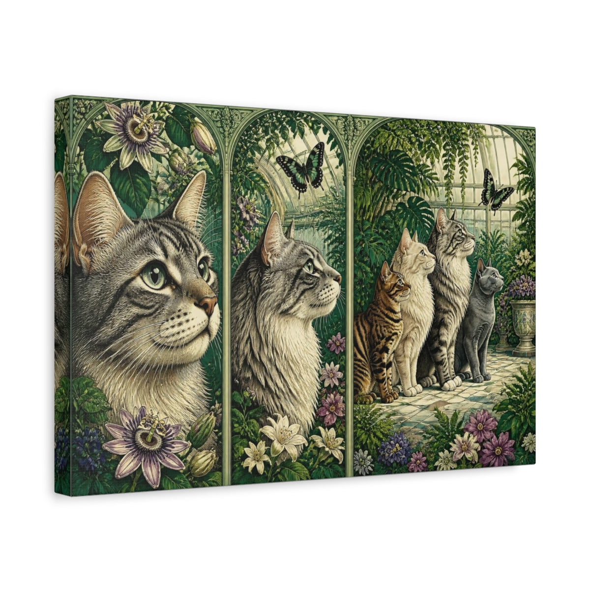 Side Mockup 4. Pets Cat Quartet shown as canvas print