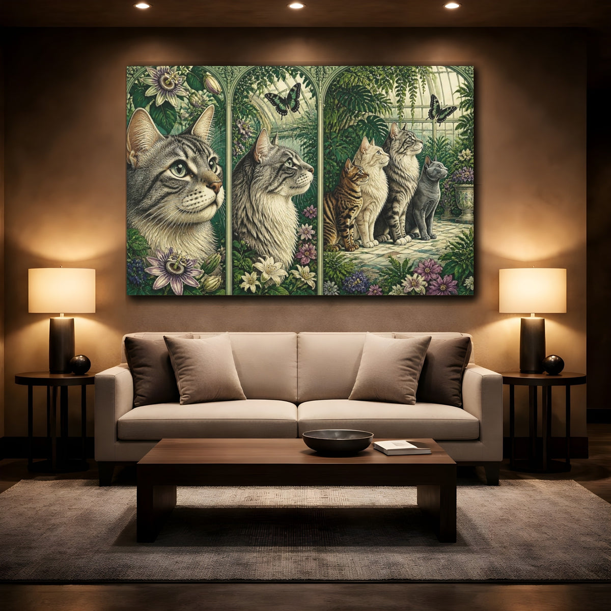 Mockup 2. Pets Cat Quartet shown as canvas print