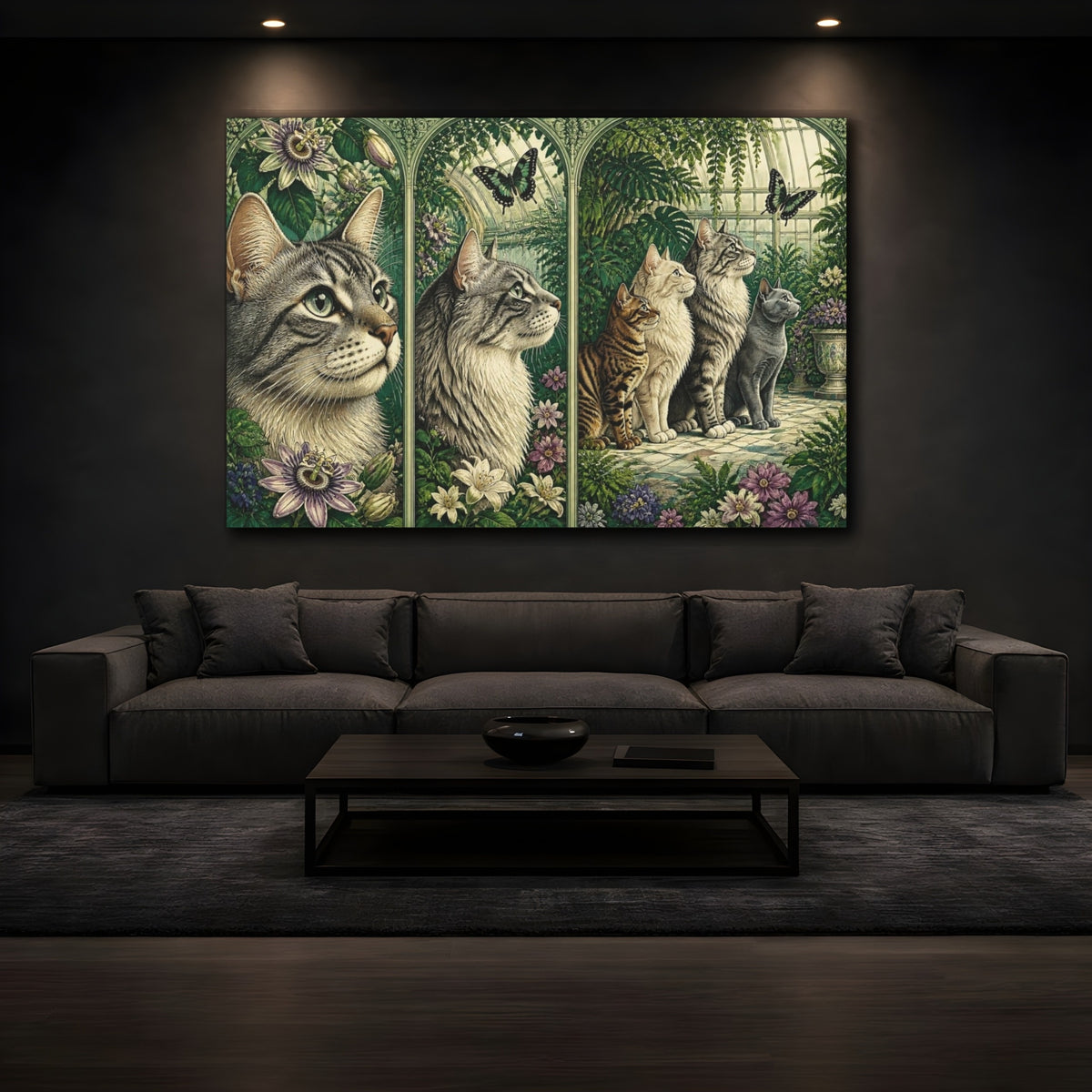 Mockup 3. Pets Cat Quartet shown as canvas print