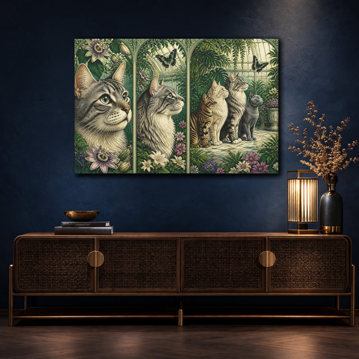 Mockup 4. Pets Cat Quartet shown as canvas print