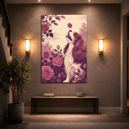 Mockup 2. Pets Cavalier With Roses shown as canvas print