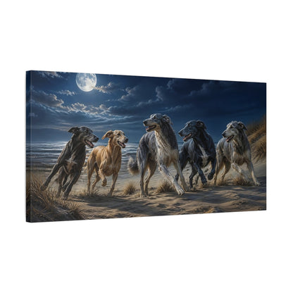 Side Mockup 1. Pets Moonlit Dog Pack shown as canvas print