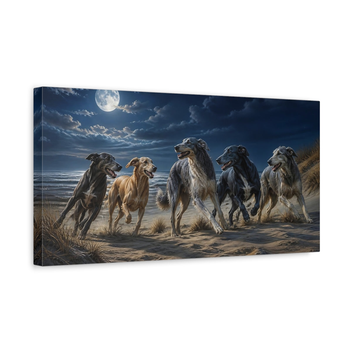 Side Mockup 3. Pets Moonlit Dog Pack shown as canvas print