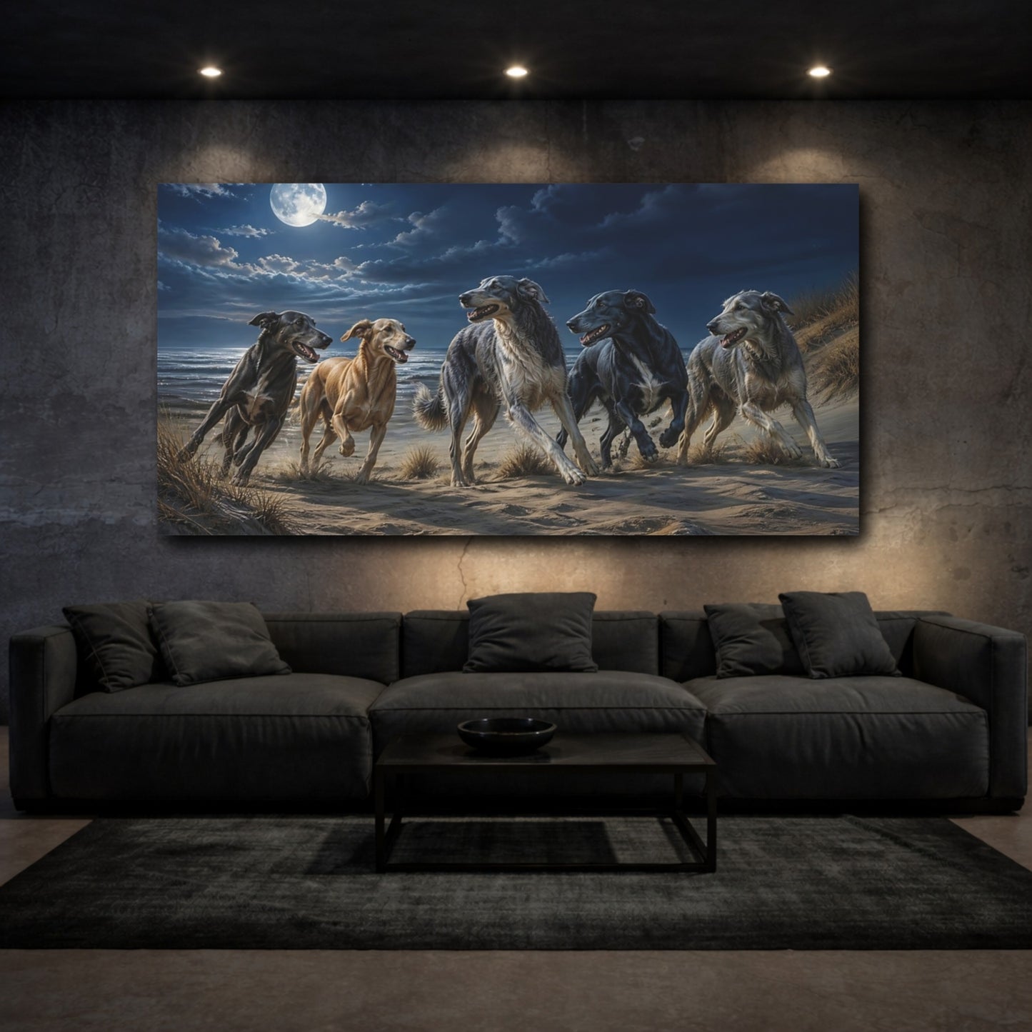 Mockup 3. Pets Moonlit Dog Pack shown as canvas print