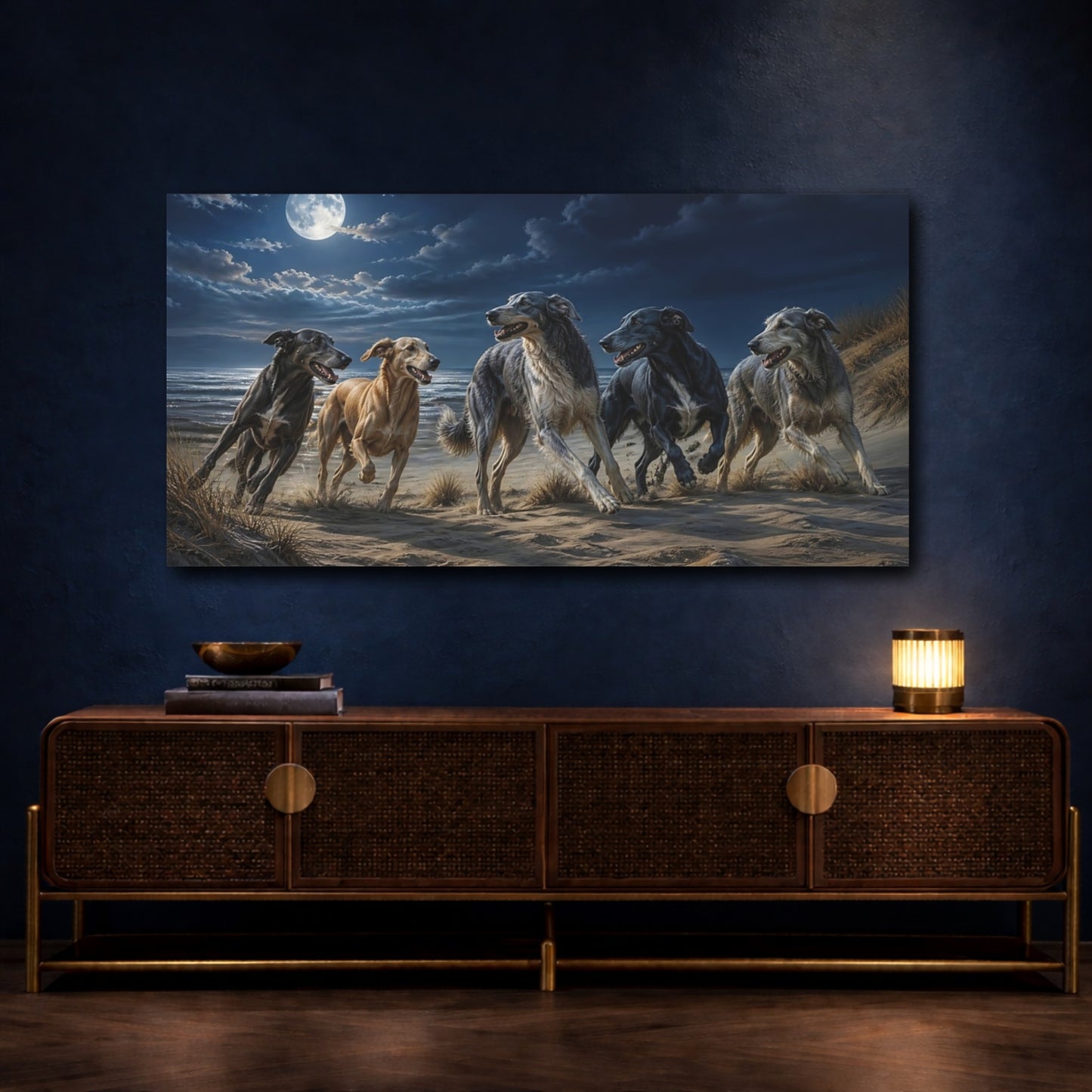 Mockup 4. Pets Moonlit Dog Pack shown as canvas print