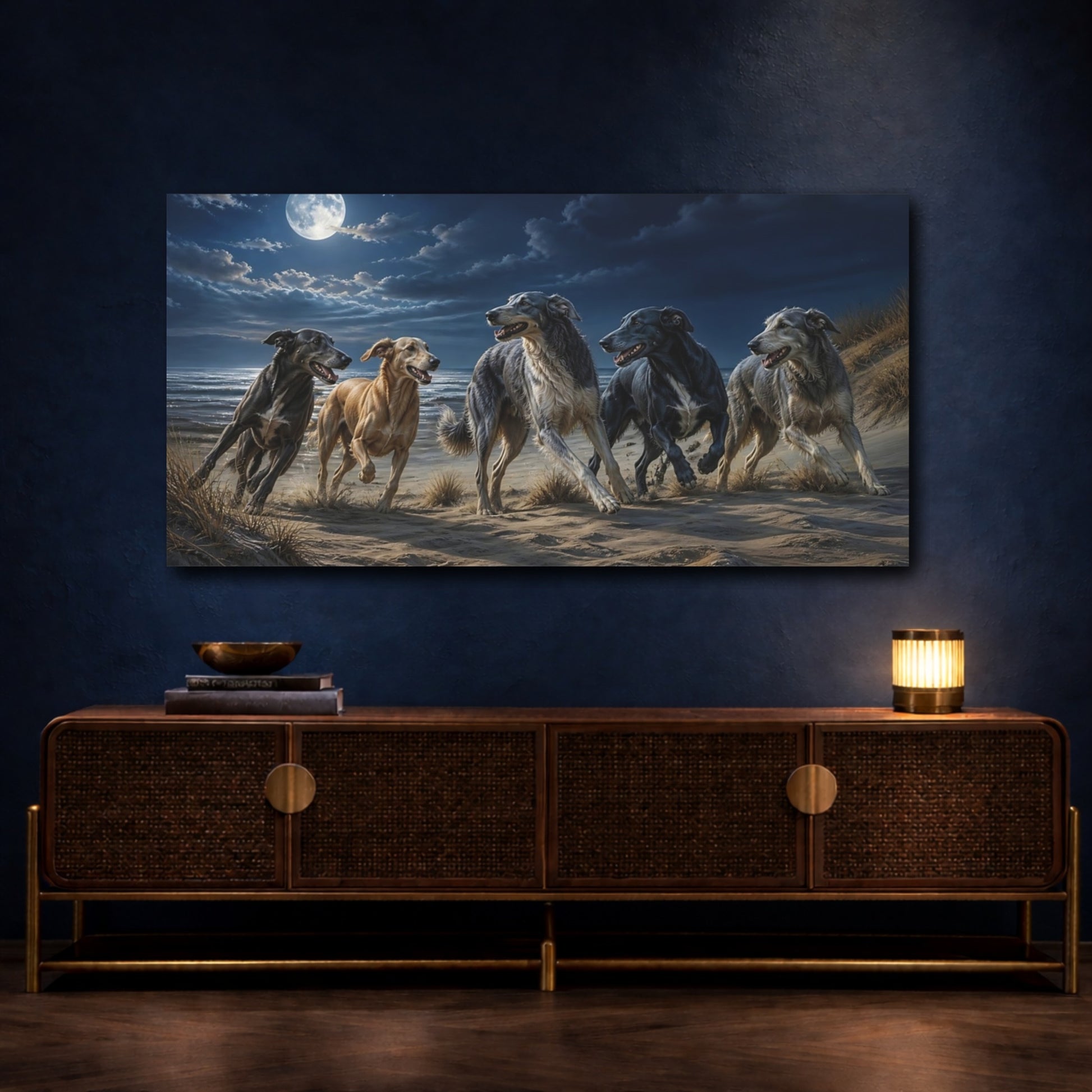 Mockup 4. Pets Moonlit Dog Pack shown as canvas print