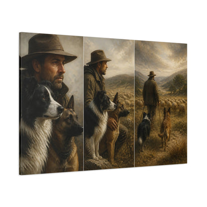 Side Mockup 1. Pets Shepherd And Dogs shown as canvas print