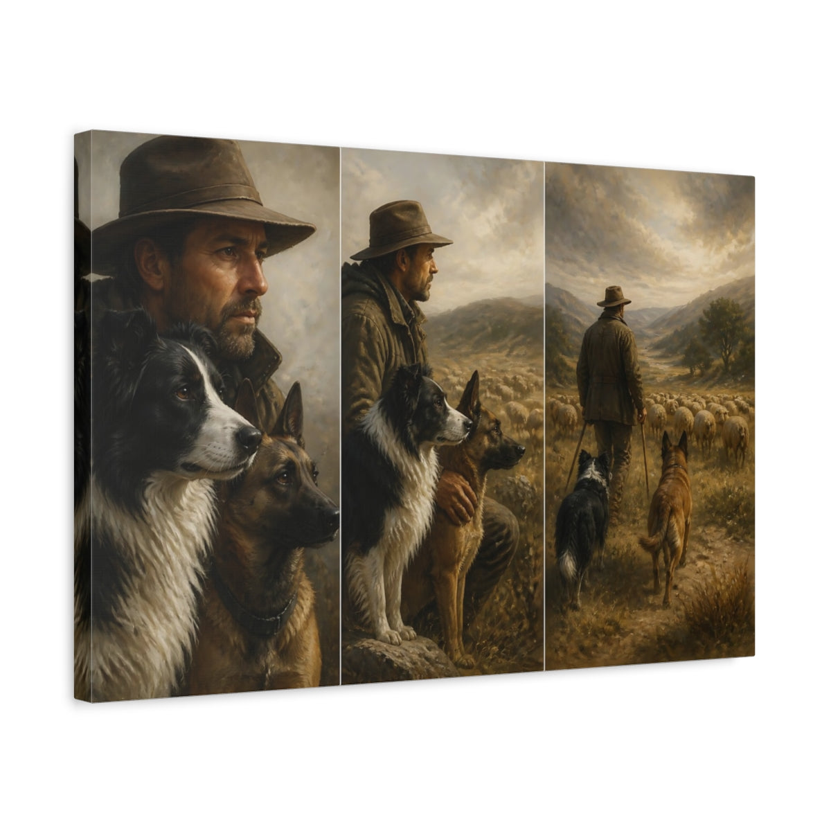 Side Mockup 3. Pets Shepherd And Dogs shown as canvas print