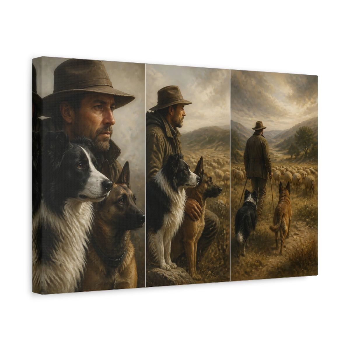 Side Mockup 4. Pets Shepherd And Dogs shown as canvas print