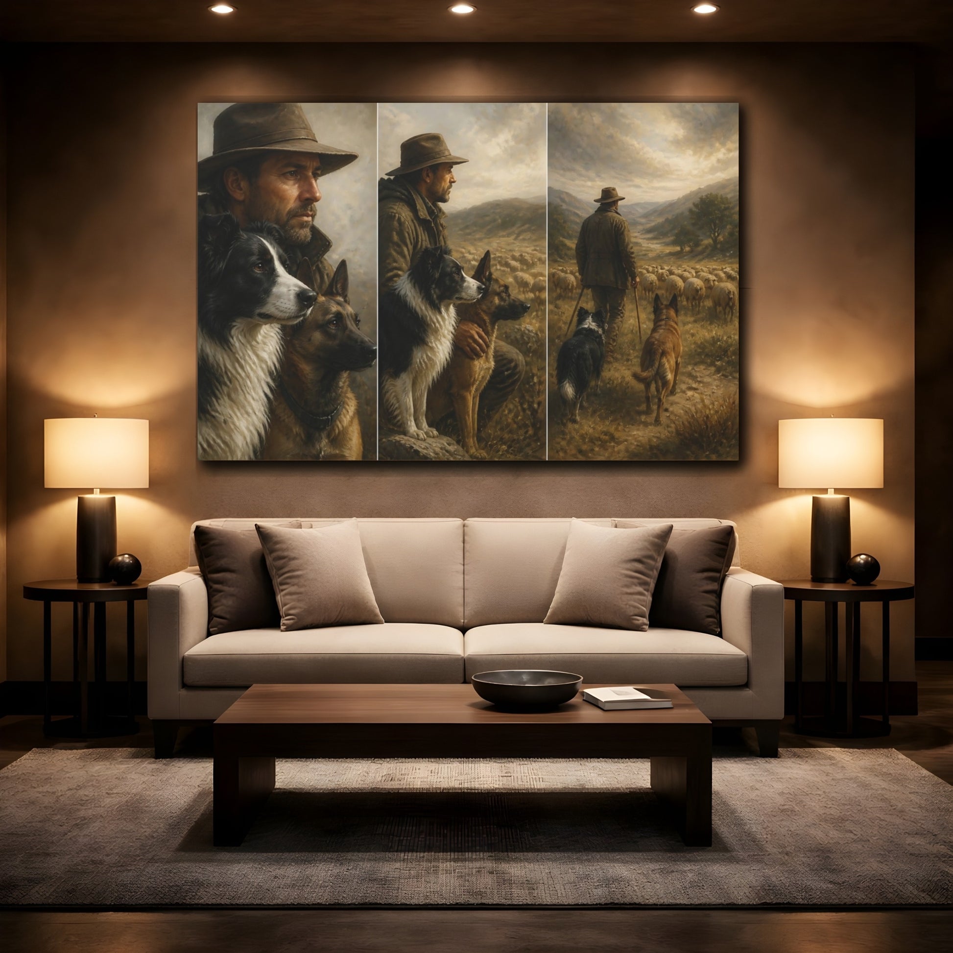Mockup 2. Pets Shepherd And Dogs shown as canvas print