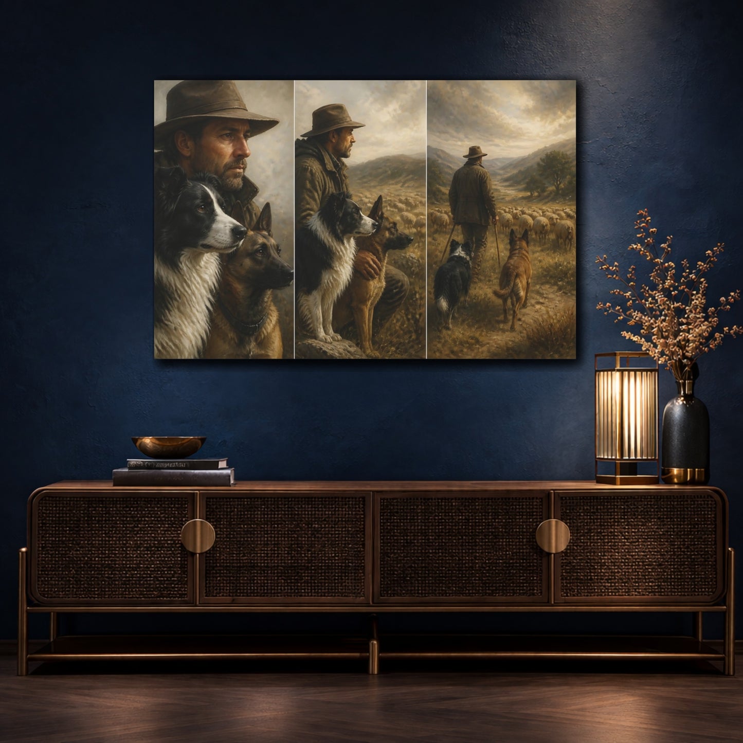 Mockup 4. Pets Shepherd And Dogs shown as canvas print