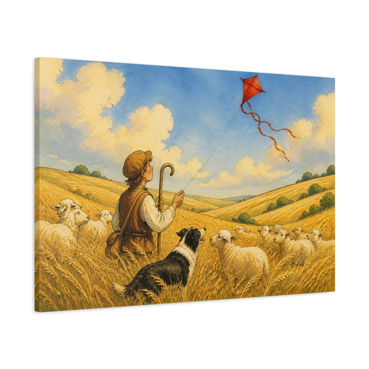 Main Mockup. Pets Shepherd Dog In Wheat shown as canvas print
