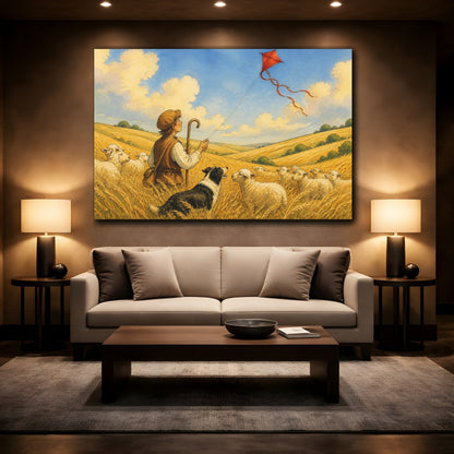 Mockup 2. Pets Shepherd Dog In Wheat shown as canvas print