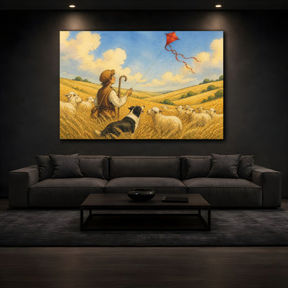 Mockup 3. Pets Shepherd Dog In Wheat shown as canvas print