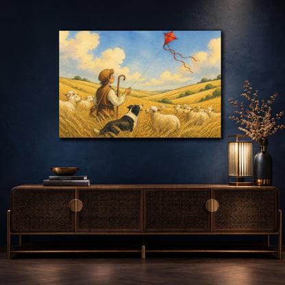 Mockup 4. Pets Shepherd Dog In Wheat shown as canvas print