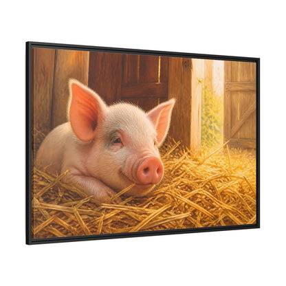 Side Mockup 12. Piglet Farm Animals shown as framed canvas print