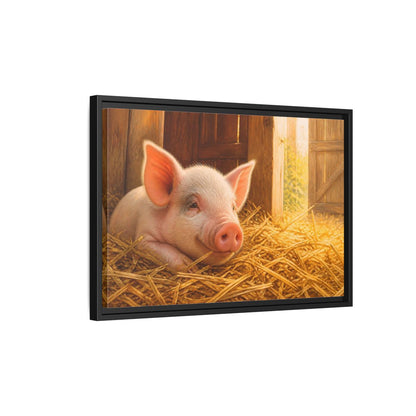 Side Mockup 3. Piglet Farm Animals shown as framed canvas print