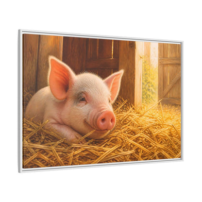 Side Mockup 7. Piglet Farm Animals shown as framed canvas print