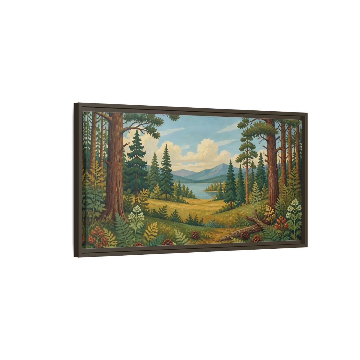 Main Mockup. Pine Lake Meadow shown as framed canvas print