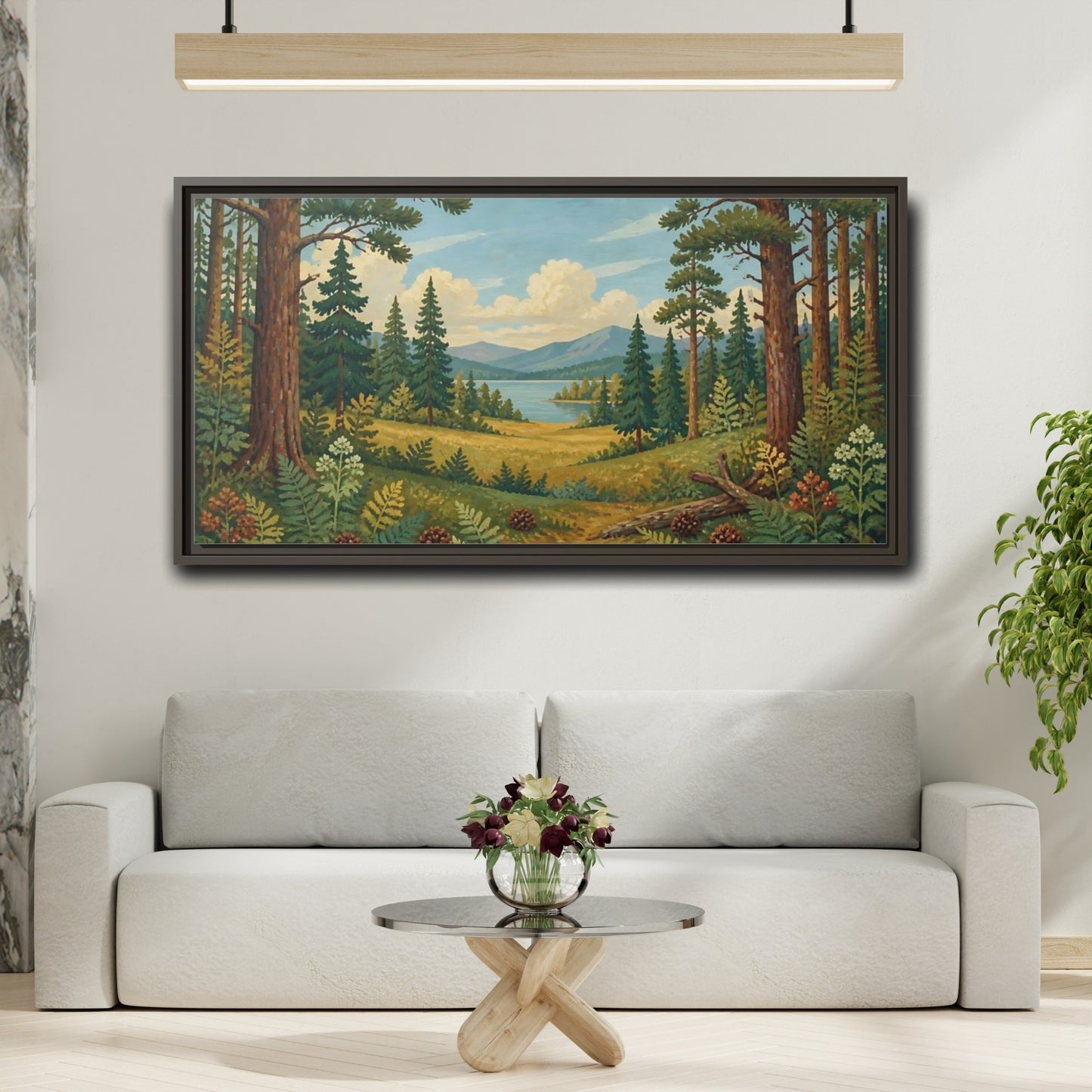Mockup 2. Pine Lake Meadow shown as framed canvas print
