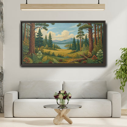 Mockup 2. Pine Lake Meadow shown as framed canvas print