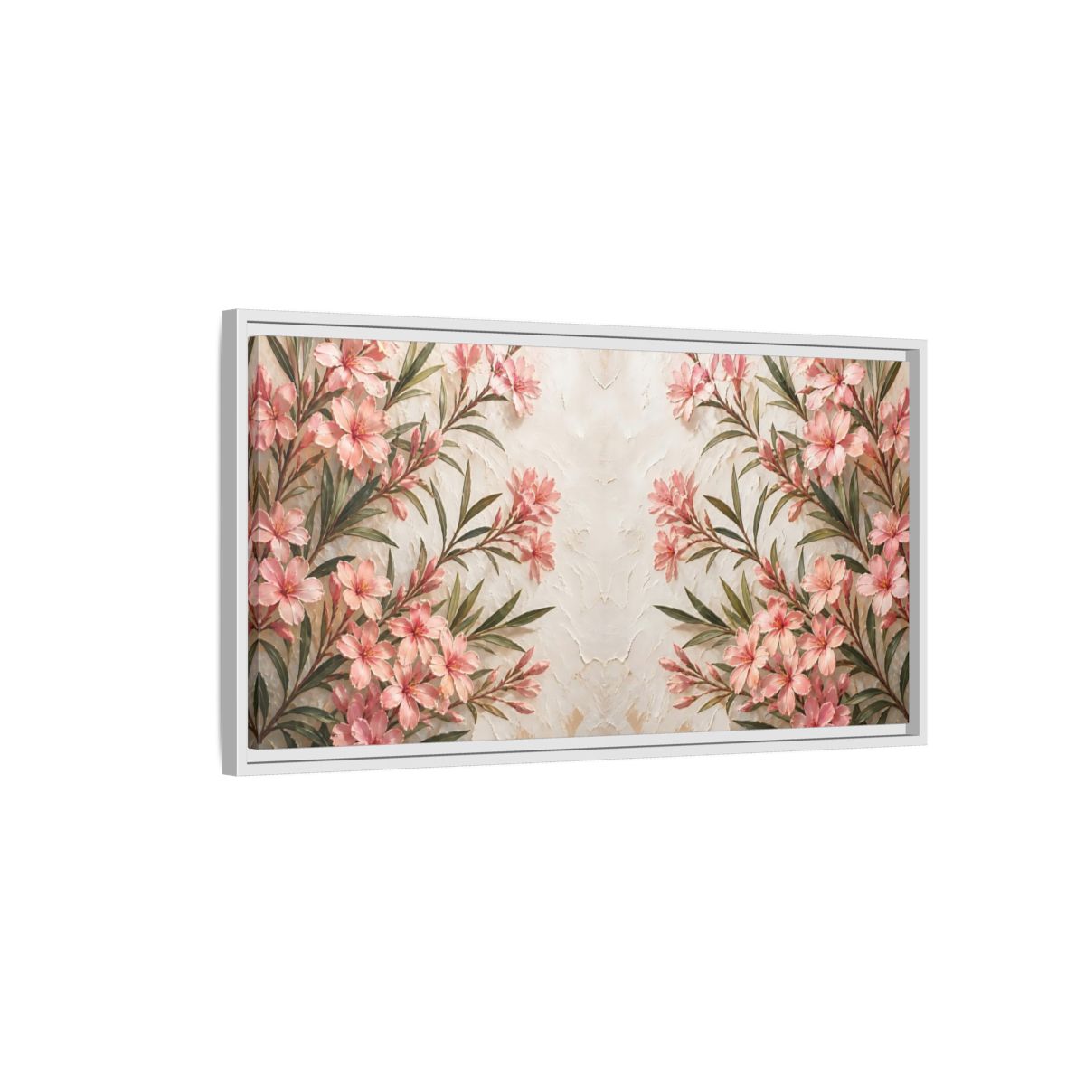 Side Mockup 1. Pink Blossom Elegance shown as framed canvas print