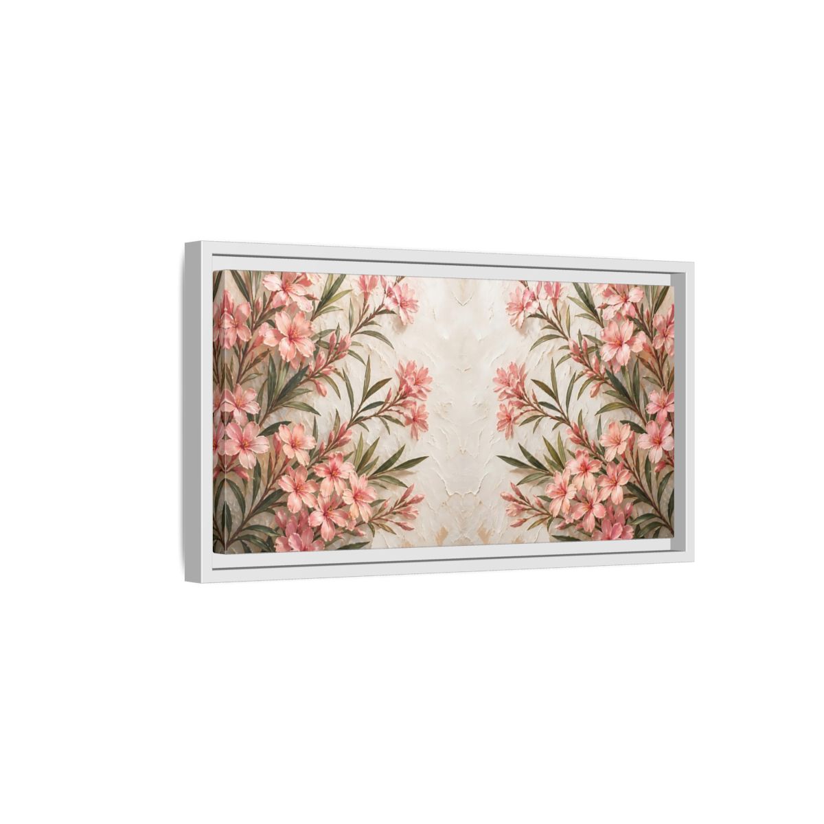 Side Mockup 6. Pink Blossom Elegance shown as framed canvas print