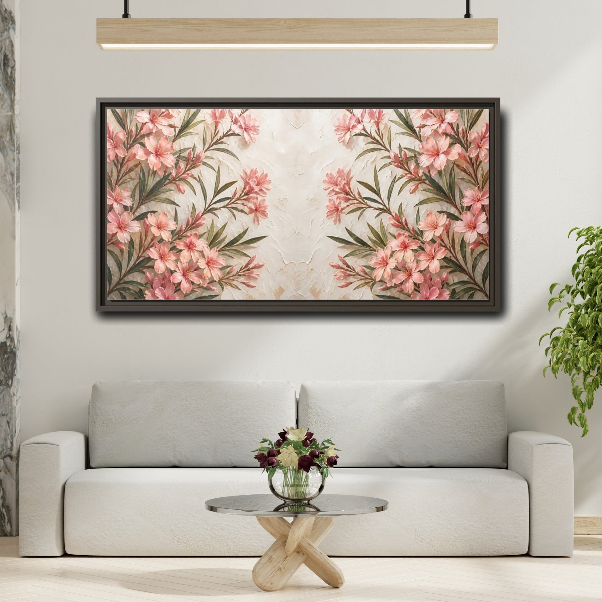 Mockup 2. Pink Blossom Elegance shown as framed canvas print