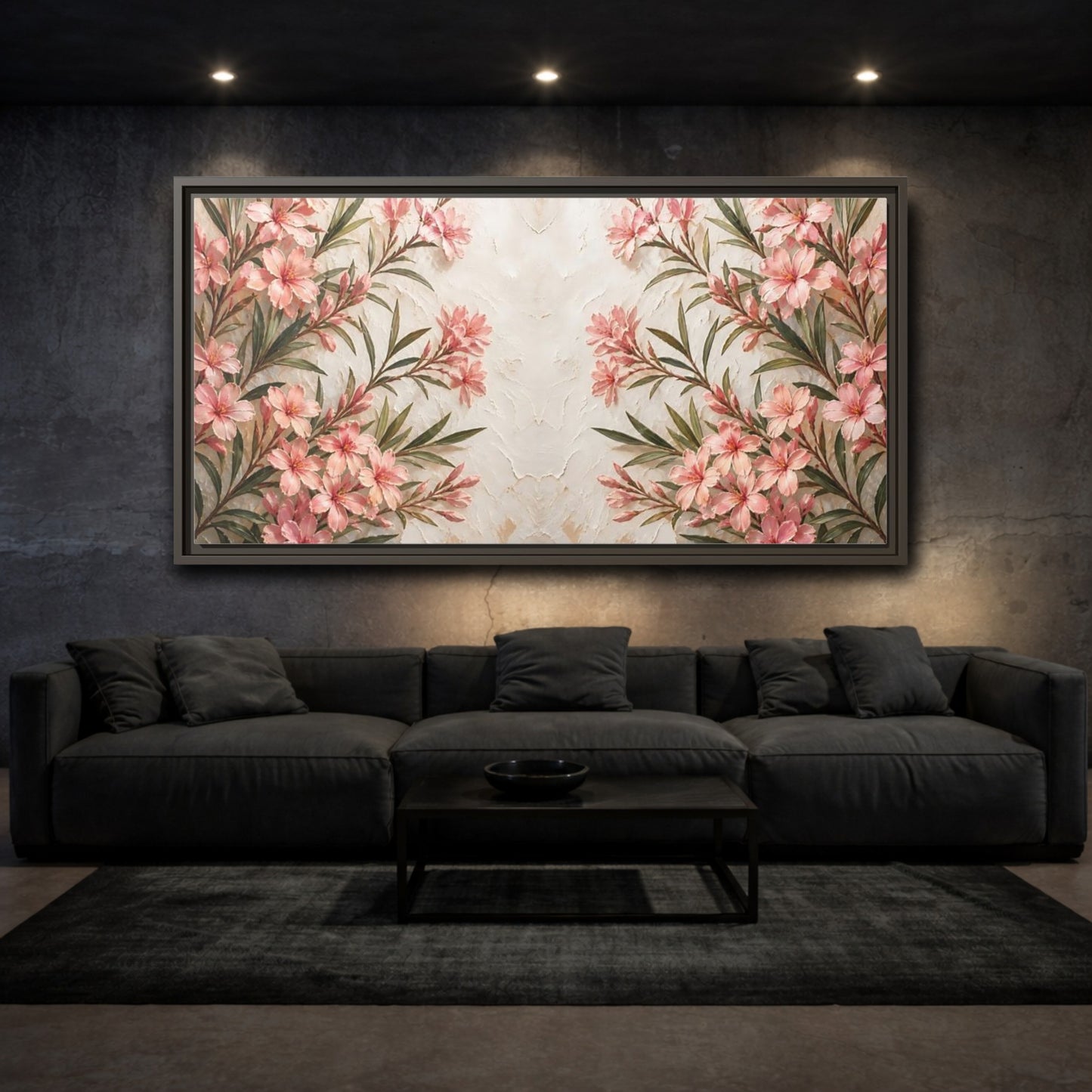 Mockup 3. Pink Blossom Elegance shown as framed canvas print