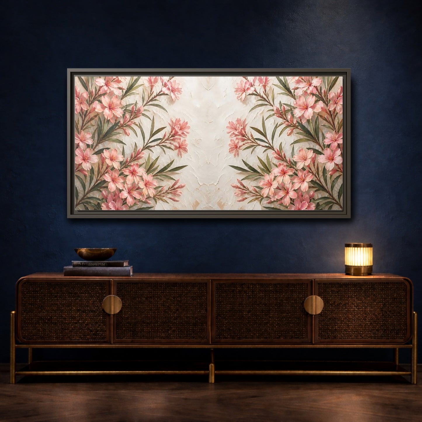 Mockup 4. Pink Blossom Elegance shown as framed canvas print