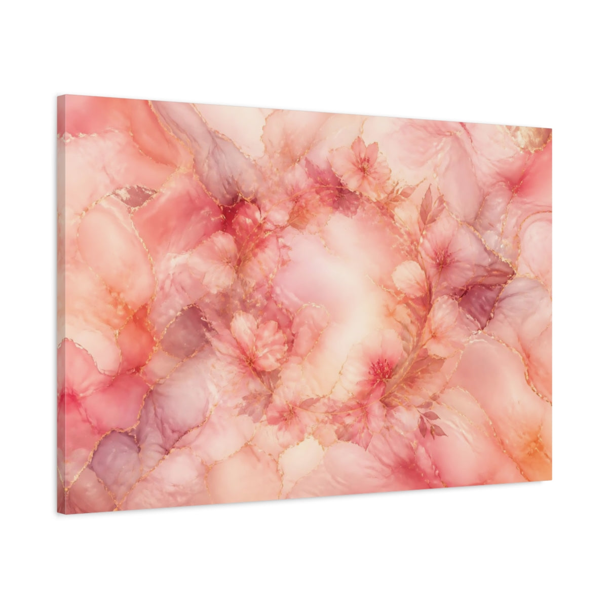 Main Mockup. Pink Blossom Wreath shown as canvas print
