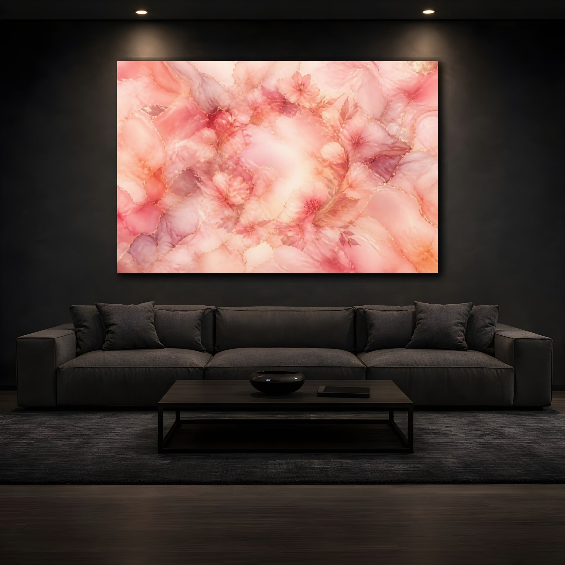 Mockup 3. Pink Blossom Wreath shown as canvas print