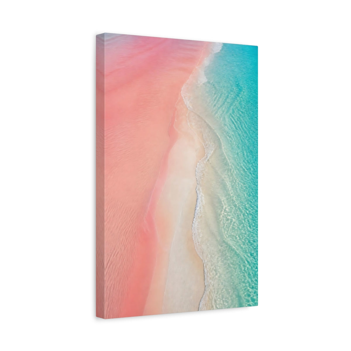 Side Mockup 4. Pink Coastal Sandbar shown as canvas print